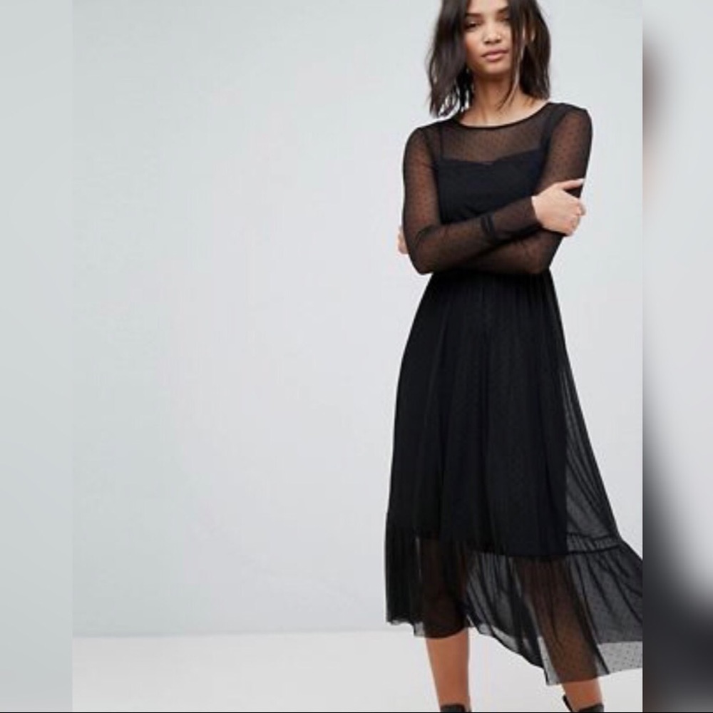 ASOS midi black sheer dress